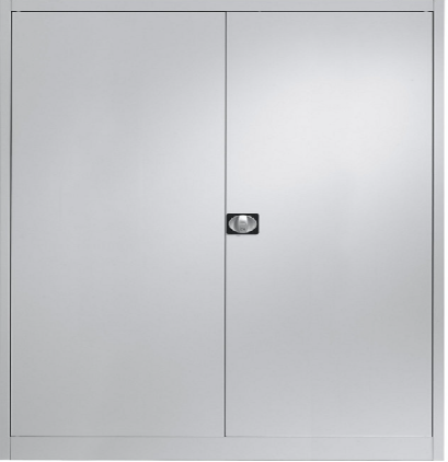 Armoire monobloc métal portes battantes, 2 tablettes L.120xH.100xP42cm gris clair