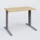 K1 Plateau droit 100x60 pieds fixe. Plateau Chêne clair et pietement Aluminium