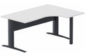 K1 Voile de fond Métal - Plan compact 90° asymétrique 180x120x80/60cm sur pied de soutien - retour à droite -Finitions : PLATEAUX: BLANC (BL) / PIETEMENTS: ANTHRACITE (AN)