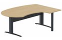 K1 Voile de fond Métal - Plan compact 90° asymétrique Manager 190x141x104/60cm sur pied de soutien - retour à droite -Finitions : PLATEAUX: CHENE (CE) / PIETEMENTS: ANTHRACITE (AN)