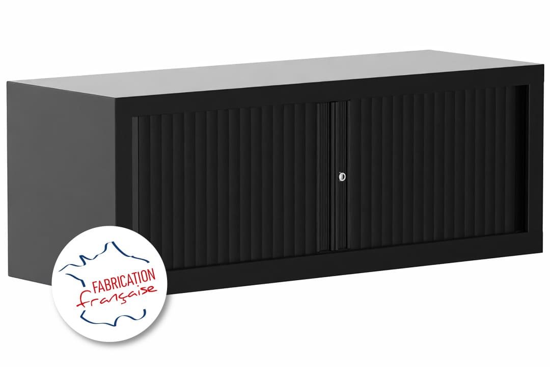 Armoire rehausse H44xL120cm coffre noir/rideaux noir - sur délai