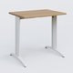 K2 Plateau droit 80x60 pieds fixe. Plateau Noyer et pietement Blanc.