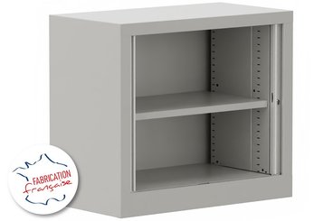 ARMOIRES A RIDEAUX - Largeur 80 cm - Armoire à rideaux H69,5xL80cm 1 tablette, coffre aluminium, rideaux merisier