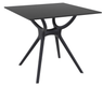 IBIZA-Table plateau stratifiè compact ép.12mm, piètement en polypropylène renforcè en fibre de verre ,80x80cm-Finition:plateau noir/piètement noir