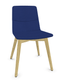 MELODY chaise 4 pieds bois. face intérieure tissu STEP bleu face extérieure tissu step mélange coloris bleu piétement frêne brun