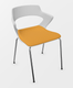 SWEETY Chaise 4 branches acier, piétement chrome, coque polypropylène coloris blanc, placet assise tissu XTREM coloris jaune