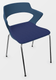SWEETY Chaise 4 pieds tube, piétement chrome, coque polypropylène coloris bleu, placet assise tissu BONDAI coloris bleu BNC