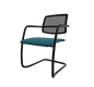 Diva - Chaise dos résille- Piétement luge laqué noir (A).Assise tissu Step Turquoise (L02)