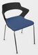 SWEETY Chaise 4 pieds tube, piétement chrome, coque polypropylène coloris noir, placet assise tissu BONDAI coloris bleu BNP