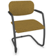 DIVA fauteuil dos tissu. piétement luge laqué noir assise et dossier tissu STEP coloris jaune chiné