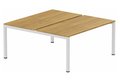 k3 - Bench départ 2 Plateaux fixes 120x80 (encombrement P165xL120cm) -Finitions : PLATEAUX: NOYER (NO) / PIETEMENTS: BLANC (BL ) / 