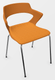 SWEETY Chaise 4 pieds tube, piétement chrome, coque polypropylène coloris orange, placet assise tissu BONDAI coloris jaune