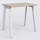 K8 plan droit 80*60 sur pieds fixe. Plateau Acacia et pietement Blanc
