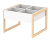 Bac à albums enfant NATUR 4 cases mélaminé piètement bois massif - L75xP71xH52,5 cm