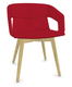MELODY fauteuil 4 pieds bois. face intérieure tissu STEP coloris rouge face extérieure tissu STEP coloris rouge piétement frêne brun