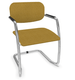DIVA fauteuil dos tissu. piétement luge chromé. assise et dossier tissu BERTA coloris moutarde