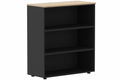 Armoire mélamine H102xL100cm sans portes, Finitions =Top de finition : Hêtre / Corps d'armoire et tablettes: noir