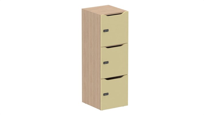 CASIERS - 3 cases - Meuble à cases H.137xL.45xP.50cm - 3 cases H43cm. portes avec découpe en partie haute. serrure à code