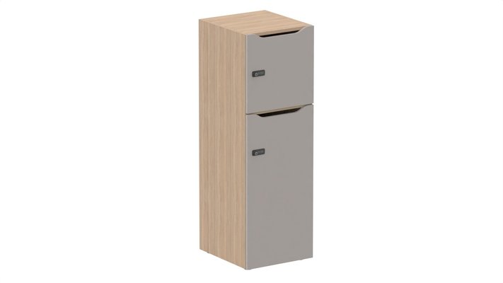 CASIERS - 2 cases - Meuble à cases H.137xL.45xP.50cm - 2 cases : 1 x H86cm (en bas) + 1 x H43cm. portes avec découpe en partie haute. serrure à code