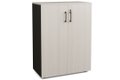 Armoire mélamine H102XL100 cm portes bois, -Finitions= Top de finition : acacia / Corps d'armoire et tablettes : Noir(NR)/ Façade : acacia