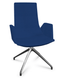 KI fauteuil de conférence haut dossier. piétement 4 branches en aluminium poli. revêtement tissu STEP coloris bleu