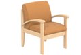 Fauteuil BERMUDES assise et dossier tissu enduit piètement et accoudoir bois - L66xP68xH83 cm