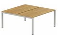 k3 - Bench départ 2 Plateaux fixes 140x80 (encombrement P165XL140cm) -Finitions : PLATEAUX: NOYER (NO) / PIETEMENTS: ALUMINIUM (AL ) / 