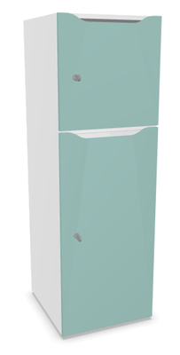 CASIERS - 2 cases - Meuble à cases H.137xL.45xP.50cm - 2 cases : 1 x H86cm (en bas) + 1 x H43cm. portes avec découpe en partie haute. serrure à clé