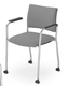 ZEN TISSU fauteuil 4 pieds sur roulettes