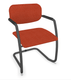 DIVA fauteuil dos tissu. piétement luge laqué noir assise et dossier tissu BERTA coloris rouge