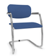 DIVA fauteuil dos tissu. piétement luge chromé. assise et dossier tissu BONDAI coloris bleu gris