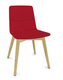 MELODY chaise 4 pieds bois. face intérieure tissu STEP rouge face extérieure tissu step mélange coloris rouge piétement frêne brun