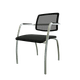 Diva - Chaise dos résille- Piétement 4 pieds chrome (CH).Assise tissu Step Noir STA (L01)