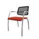 Diva - Chaise dos résille- Piétement 4 pieds chrome (CH).Assise tissu Vinyle Rouge DND (D15)