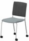 ZEN mesh visiteur - Chaise 4 pieds sur roulettes alu (AL).Assise tissu et dossier résille Bondai Gris Clair (8078)