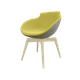 Coco - Fauteuil 4 pieds bois naturel (W1). Tissu Int Synergy Jaune SY45 (S45) - Tissu Ext Synergy Gris Clair SY08 (S08)
