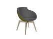 Coco - Fauteuil 4 pieds bois naturel (W1). Tissu Int Step Gris L13 - Tissu Ext Step Vert STV