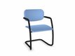 DIVA fauteuil dos tissu. piétement luge laqué noir. assise et dossier tissu BONDAI coloris bleu clair