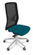 Siège EOLE synchrone soutien lombaire RH-Assise réglable en profondeur-Pied ALU POLI, cadre polypro du dossier et résille Noir, coloris step chiné turquoise
