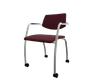 Diva - Chaise piétement 4 pieds sur roulettes chrome (CH).Assise et dossier tissu Bondai Prune (4017)