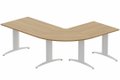 K2- Ensemble panoramique Plan principal 120x80 + angle 90° et retour 80x80 -Finitions : PLATEAUX: NOYER (NO) / PIETEMENTS: BLANC (BL)