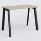K8 plan droit 100*60 sur pieds fixe. Plateau Acacia et pietement Noir Grainé