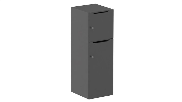 CASIERS - 2 cases - Meuble à cases H.137xL.45xP.50cm - 2 cases : 1 x H86cm (en bas) + 1 x H43cm. portes avec découpe en partie haute. serrure à clé