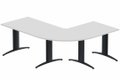 K2- Ensemble panoramique Plan principal 180x80 + angle 90° et retour 80x80 -Finitions : PLATEAUX: BLANC (BL) / PIETEMENTS: ANTHRACITE (AN)