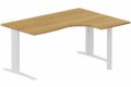 k1 Poutre - Plan compact 90° asymétrique 180x120x80 / 60cm, pied de soutien sous retour à droite - Finitions : PLATEAUX: NOYER (NO) / PIETEMENTS: BLANC (BL)