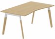 K8Wood Plan vague symétrique 180x90x80 -plateau chêne, piétement blanc / bois