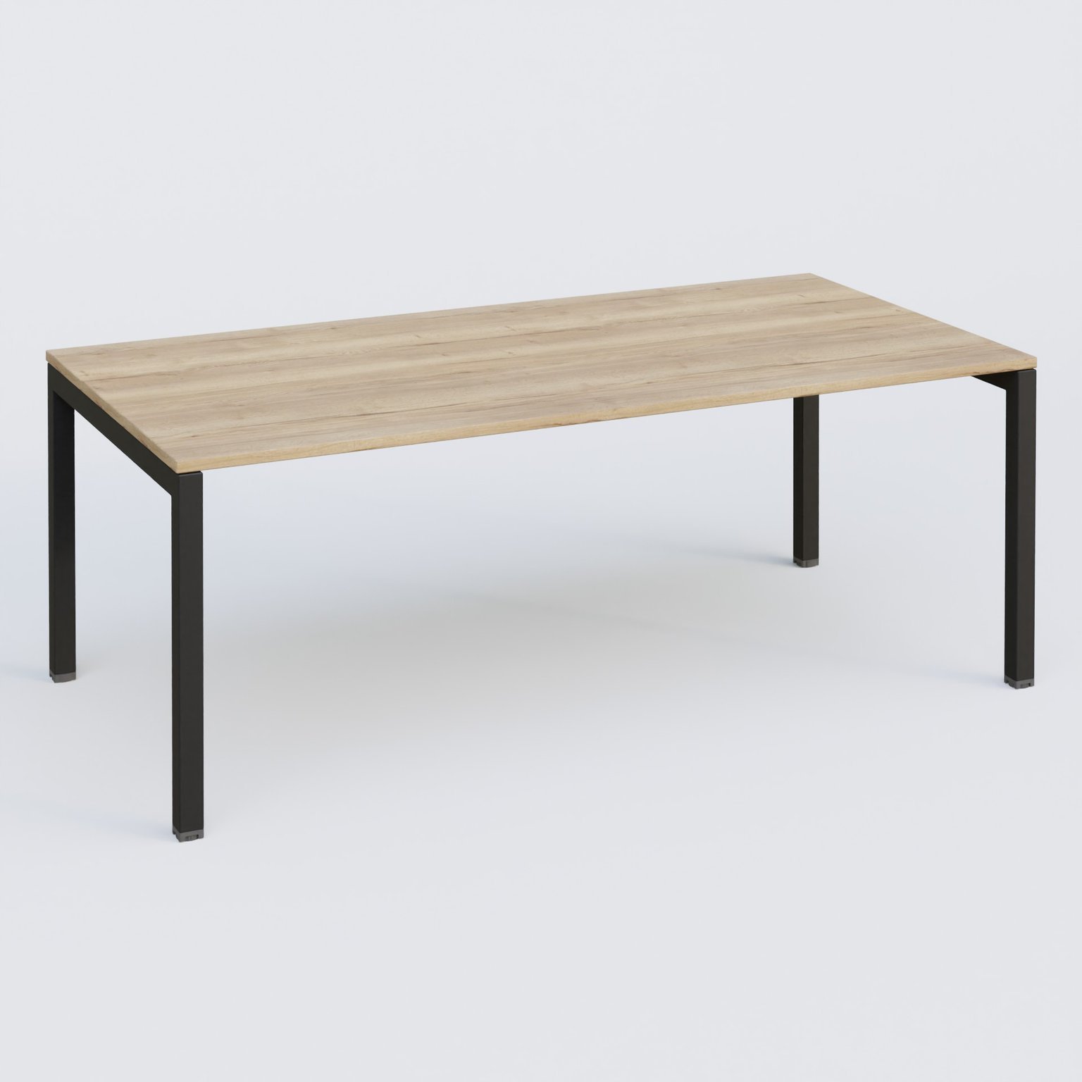 K3 Plateau droit 200x100 . Plateau Chêne naturel et pietement Noir Mat