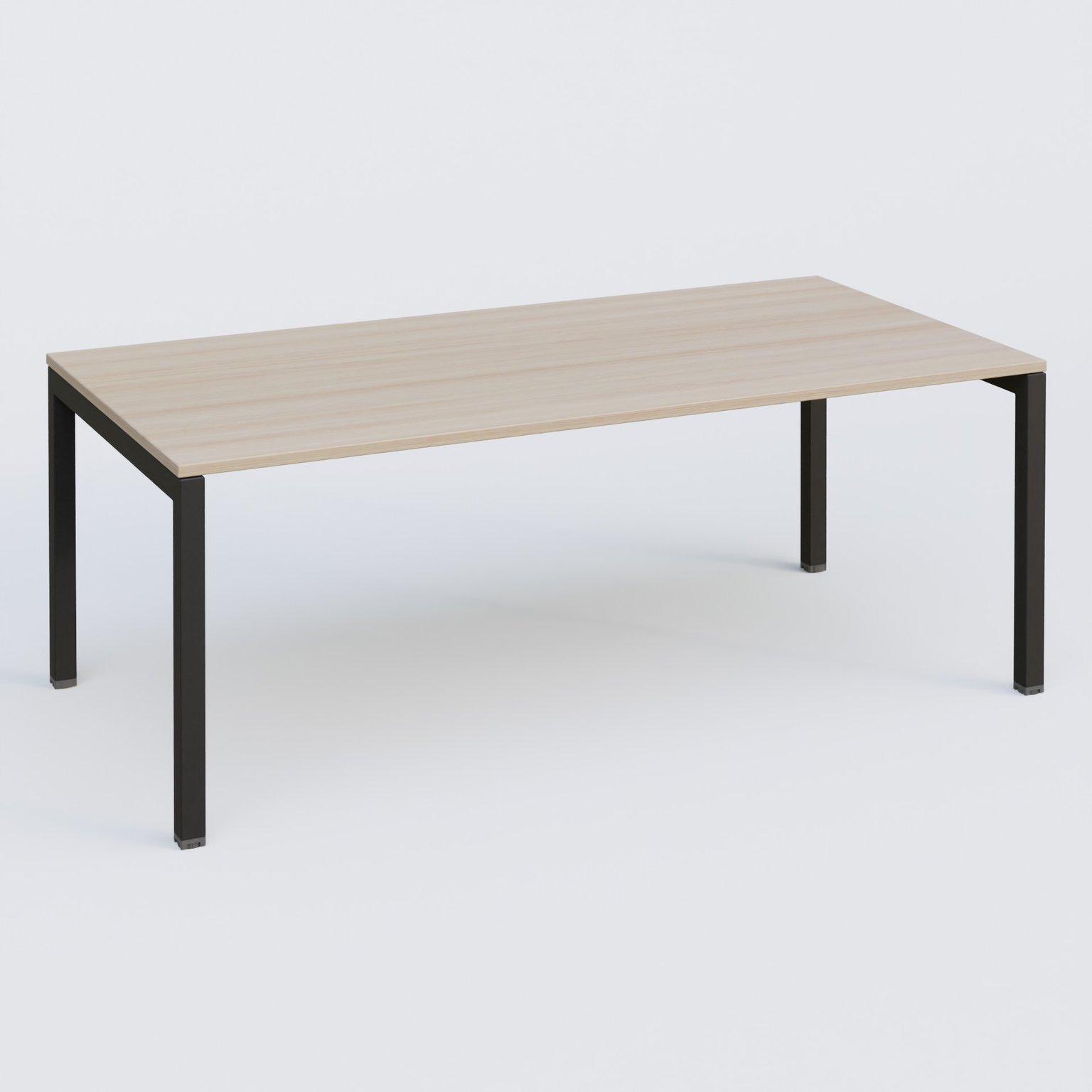 K3 Plateau droit 200x100 . Plateau Acacia et pietement Noir Mat