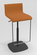 Cocktail, Chaise haute oscillante, réglable 58/83cm. Structure tube embase 38x38cm Epoxy noir, et tissu mosaïc orange mat