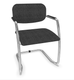DIVA fauteuil dos tissu. piétement luge chromé. assise et dossier tissu BERTA coloris gris noir